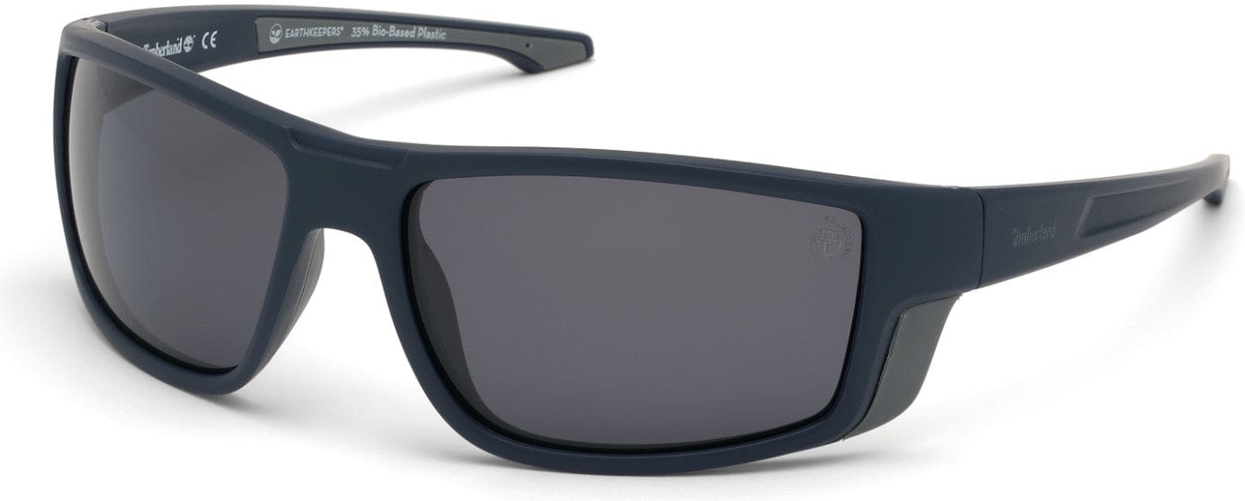 Timberland TB9218 Rectangular Sunglasses 91D-91D - Matte Blue W/ Gray Rubber / Smoke Lenses
