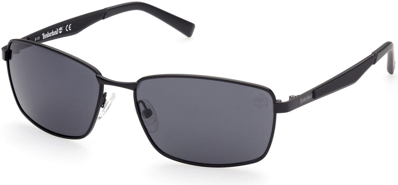Timberland TB9233 Rectangular Sunglasses 02D-02D - Matte Black W/ Black Rubber / Smoke Lenses