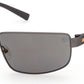 Timberland TB9238 Rectangular Sunglasses 09D-09D - Gunmetal Front/ W/ Grey Temples W/ Orange Plaque / Gold Flash Lenses