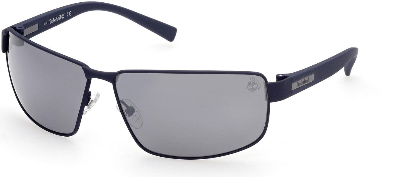 Timberland TB9238 Rectangular Sunglasses 91D-91D - Soft Touch Navy W/ Gray Plaque / Silver Flash Lenses