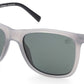 Timberland TB9255 Square Sunglasses 20R-20R - Shiny Milky Grey Front/temples W/ Matte Black Tips / Green Lenses