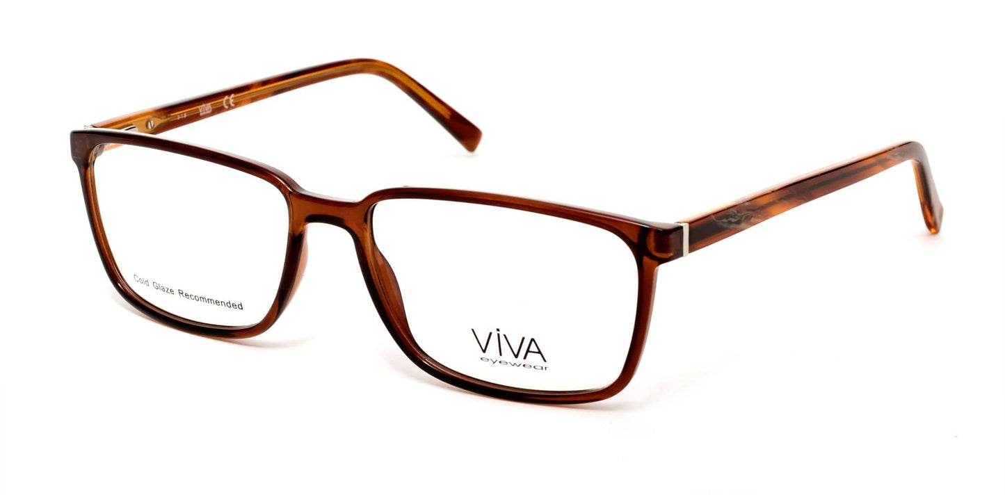 Viva VV4036 Geometric Eyeglasses 048-048 - Shiny Dark Brown