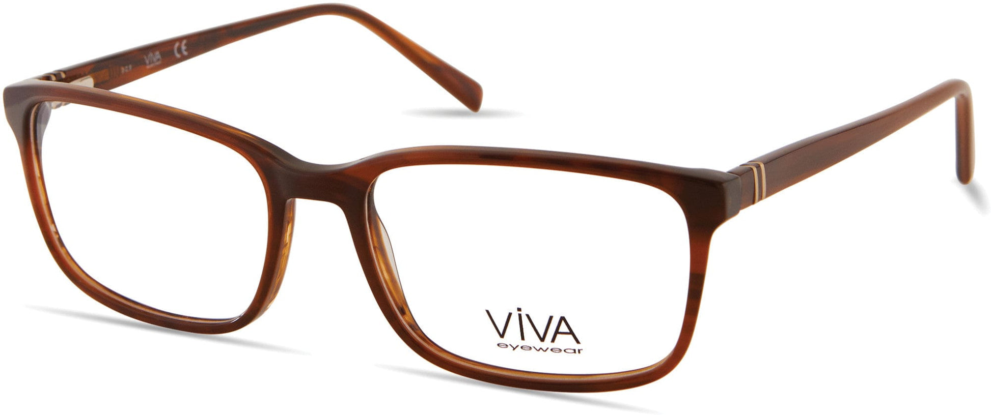 Viva VV4044 Rectangular Eyeglasses 045-045 - Shiny Light Brown