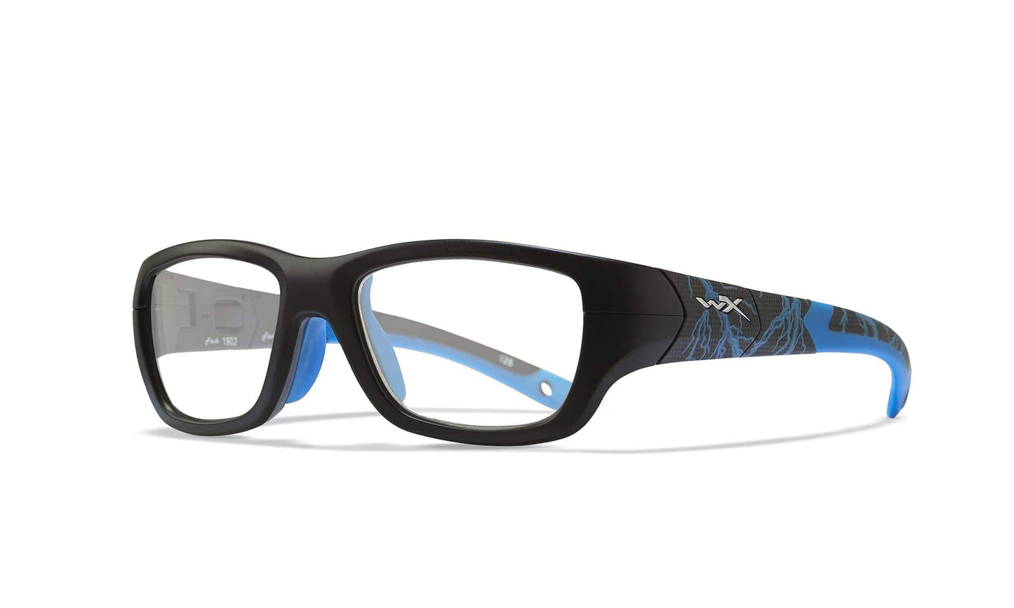 WILEY X WX Flash Sunglasses  Matte Black and Lightning Electric Blue 48-17-125
