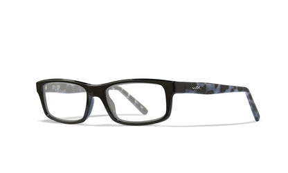 WILEY X WX Flip Eyeglasses  Black with Black Demi Temples 48-16-135
