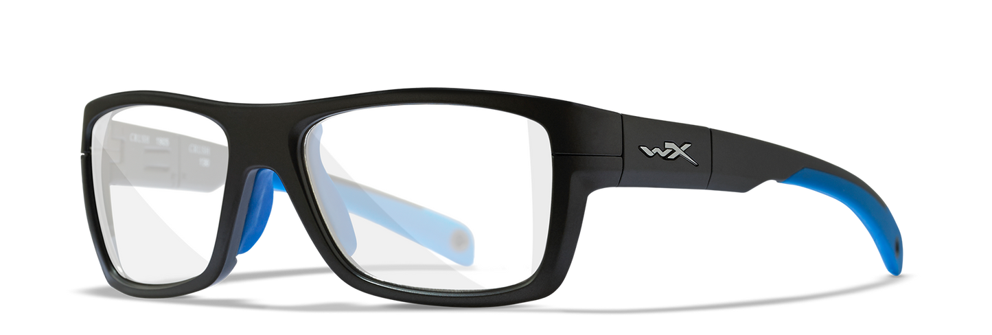 Wiley X YF CRUSH Full Rim Eyeglasses  Matte Grey / Blue Frame 52-18-130