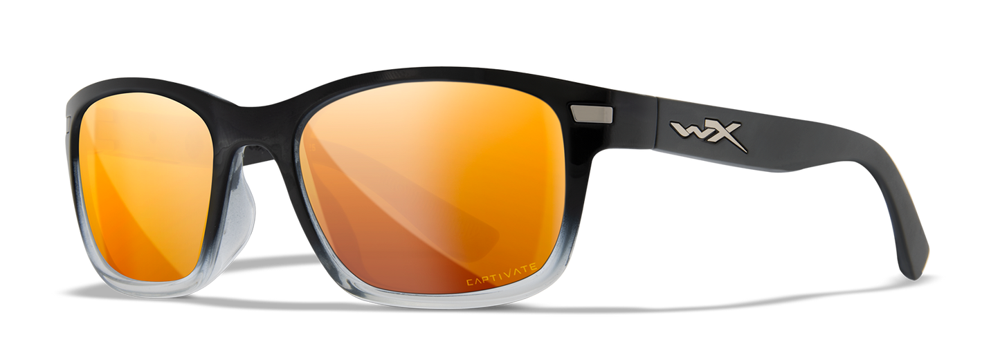Wiley X WX HELIX Oval Sunglasses  Gloss Black To Crystal Fade 54-19-125